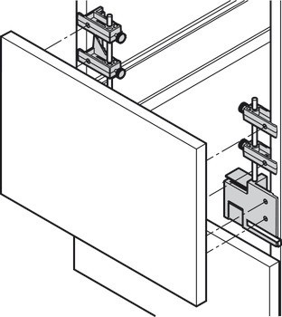 Důlkovací přípravek pro zpracování čelního panelu, pro čelní zpracování, Blum Tandembox