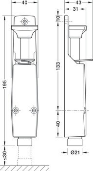 Dveřní doraz, G-U, zdvih 30 mm