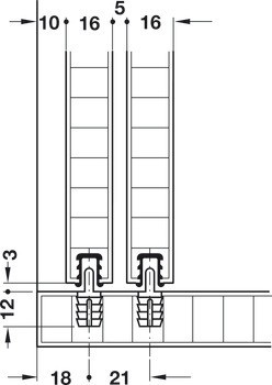 Dveřní doraz, k nasunutí do horní pojezdové kolejnice, Häfele Slido F-Line11 12A, Infront