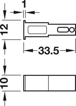 Dveřní doraz, k nasunutí do horní pojezdové kolejnice, Häfele Slido F-Line11 12A, Infront