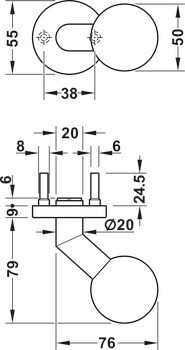 Dveřní koule, Startec, PDH 5, nerez, požárně odolné dveře