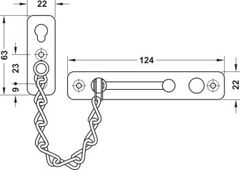 Dveřní řetízek, pro otočné dveře, nerez