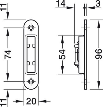 Dveřní zámky – Startec, Pro magnetické zadlabací zámky střelkové, 96 mm