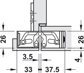 Dveřní závěs, Simonswerk TECTUS TE 526 3D, skrytý, pro bezfalcové dveře do 120 kg