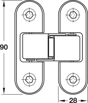 Dveřní závěs, skryté, pro bezfalcové vnitřní dveře do 50 kg