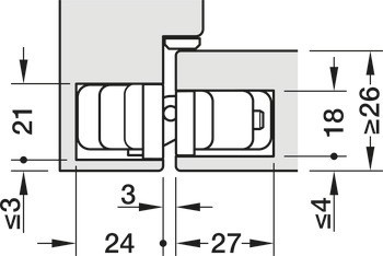 Dveřní závěs, Startec H10, skrytý, pro bezfalcové vnitřní dveře do 60 kg, s magnetickými krytkami