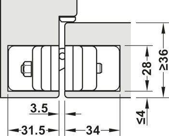 Dveřní závěs, Startec H12 L Plus, skrytý, pro bezfalcové vnitřní dveře do 120 kg, s magnetickými krytkami