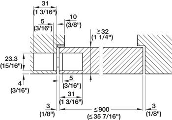 Dveřní závěs, Startec H2, skrytý, pro bezfalcové vnitřní dveře do 45/60 kg