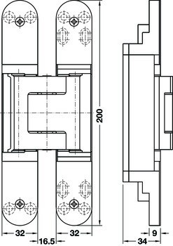 Dveřní závěs, Simonswerk TECTUS TE 540 3D, skrytý, pro bezfalcové dveře do 120 kg