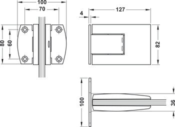 Dvojčinný pružinový závěs, Tensor, Dorma Glas, pro celoskleněné dvojčinné dveře, stěna ke sklu