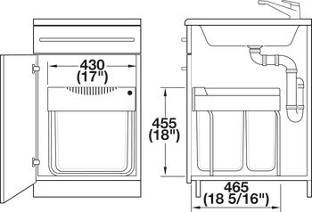 Dvojdílný odpadkový koš, 1 x 19 a 1 x 30 litrů, Hailo Easy Cargo 3668-50