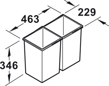 Dvojdílný odpadkový koš, 2 x 15 litrů