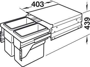 Dvojdílný odpadkový koš, 2 x 19 litrů / 1 x 19 a 1 x 30 litrů / 2 x 30 litrů, Hailo Euro-Cargo-S