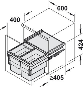 Dvojdílný odpadkový koš, Dvojitý koš, Hailo Cargo Synchro