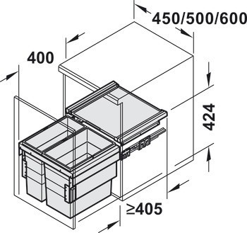 Dvojdílný odpadkový koš, Dvojitý koš, Hailo Cargo Synchro