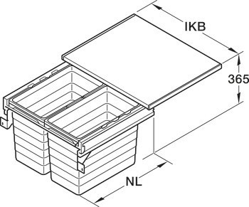 Dvojdílný odpadkový koš, Pro Blum Tandembox XL, 2 x 25 litrů