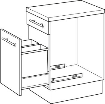 Dvojdílný odpadkový koš, Pro Blum Tandembox XL, 2 x 25 litrů