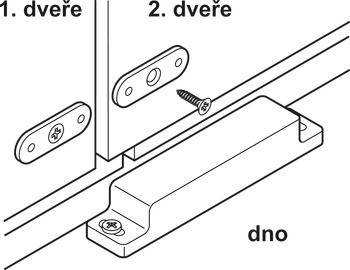 Dvojitá magnetická záskočka, Přídržná síla 2 x 3–4 kg, k přišroubování, hranatá