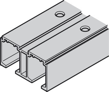 Dvojitá pojezdová kolejnice, předvrtané, Š x V: 70 x 33 mm