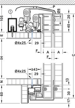 Dvojitá pojezdová kolejnice, Pro Häfele Slido F-Line44 80A