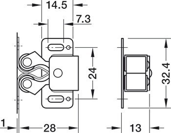 Dvojitá válečková záskočka, K přišroubování, ocel