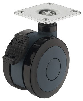 Dvojité kolečko, Nosnost 100 kg, řiditelné s brzdou