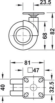 Dvojité kolečko, Nosnost 50 kg, řiditelné