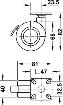 Dvojité kolečko, Nosnost 50 kg, řiditelné