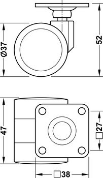 Dvojité kolečko, Nosnost 70 kg, řiditelné