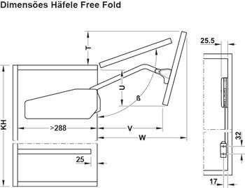 Dvojité zdvihací výklopné kování, Free Fold pro výklopy ze dřeva nebo s hliníkovým rámečkem