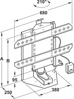 Elektrický zdvihací systém, Nosnost 65 kg, manuální otáčení o ±210°