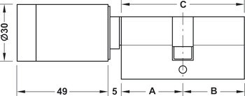 Elektronická profilová vložka DT 510 B, Dialock, Tag-it™ ISO, Mifare Classic EV1, Mifare DESfire EV2