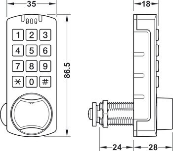 Elektronický kombinační zámek, s klávesnicí