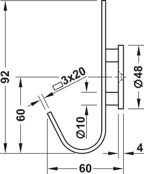 Háček na šaty, nerez, se 1 háčky
