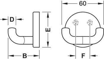 Háčky na šaty, Polyamid, se 2 háčky, kulatá rozeta