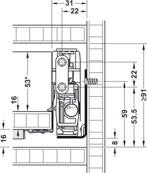 Häfele Matrix Box P Plus 40, výška bočnice zásuvky 60 mm