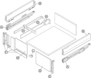 Häfele Matrix Box P Plus, výška bočnice zásuvky 115 mm