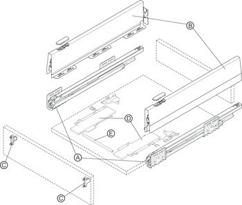 Häfele Matrix Box P Plus, výška bočnice zásuvky 115 mm