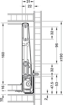 Häfele Matrix Box P Plus, výška bočnice zásuvky 180 mm