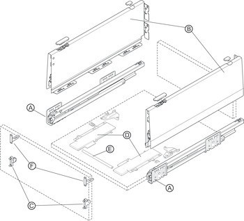 Häfele Matrix Box P Plus, výška bočnice zásuvky 180 mm
