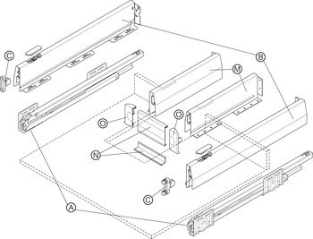Häfele Matrix Box P Plus, výška bočnice zásuvky 92 mm