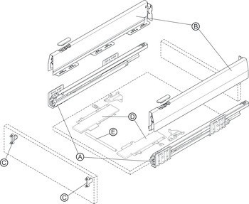 Häfele Matrix Box P Plus, výška bočnice zásuvky 92 mm