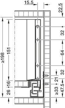 Häfele Matrix S Slim, výška bočnice zásuvky 167 mm