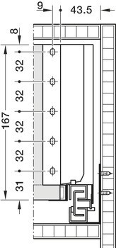 Häfele Matrix S Slim, výška bočnice zásuvky 167 mm