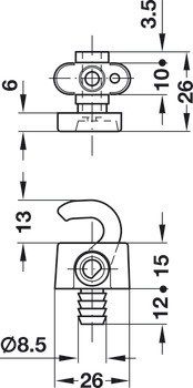 Háková záskočka, Häfele Symo LA, pro profilovou tyč trojcestného zámku