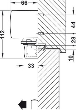 Horní dveřní zavírač, Geze TS 5000 RFS, s funkcí volného chodu, panikovou funkcí a kouřovým hlásičem, horní montáž, EN 3-6