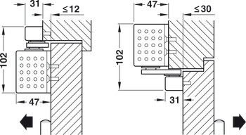 Horní dveřní zavírač, TS 91 design Contur, s vložkou aretace v otevřené poloze, EN 3, Dorma