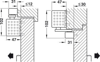 Horní dveřní zavírač, TS 92 B design Contur, s vložkou aretace v otevřené poloze, EN 2–4, Dorma