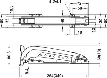 Individuální závěs pro mechanismus otevírání dveří, Swingfront 24 FB, pro dřevěné dveře