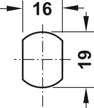 Jazýčkový zámek, Häfele Symo EC, montáž pomocí matice, jazýček s háčkem